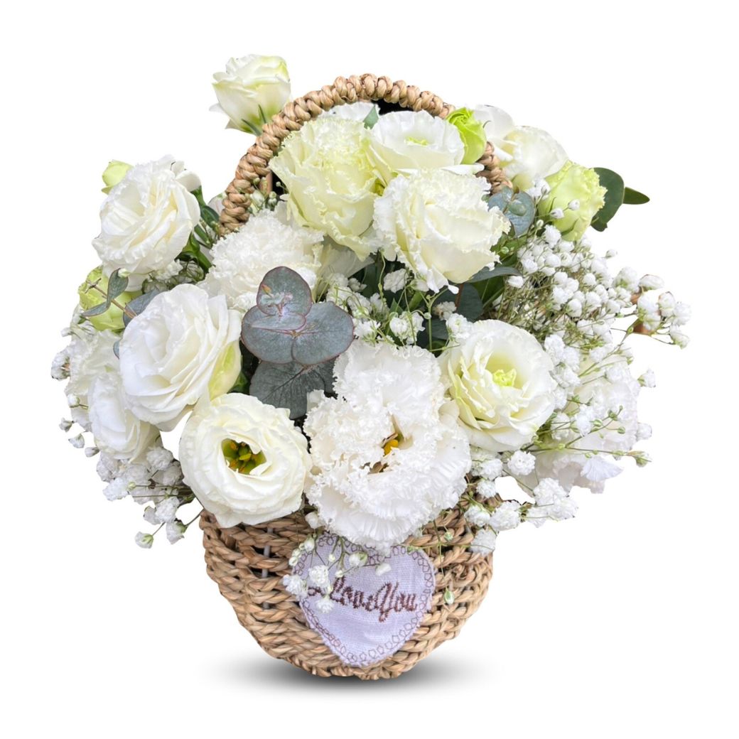 ตะกร้าดอกไม้ 'Beautiful in White'