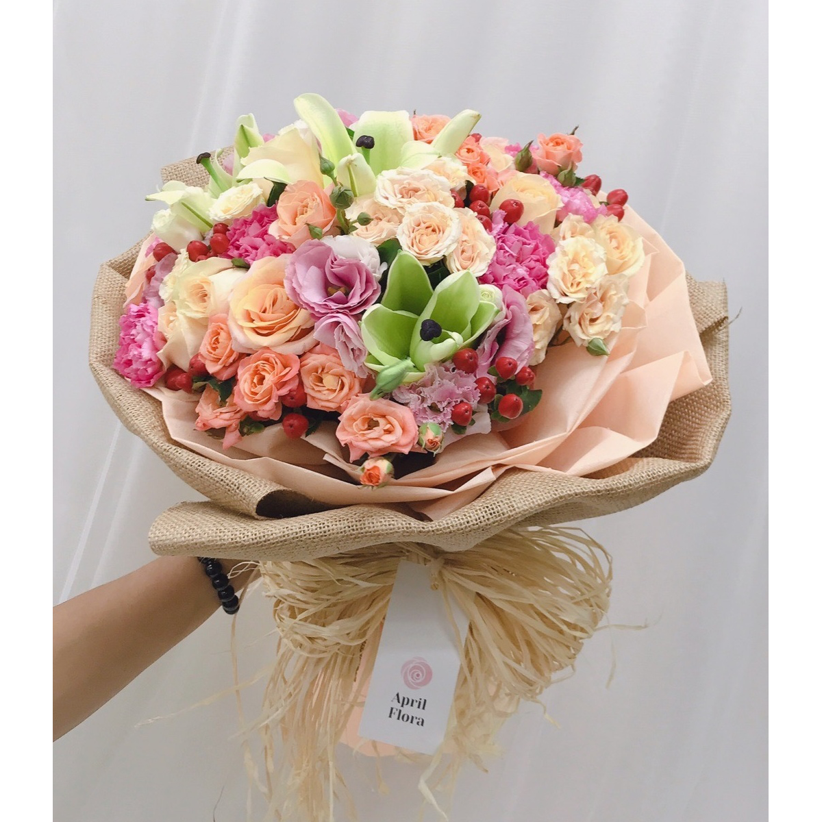 Tender Bouquet Of Lilies And Roses